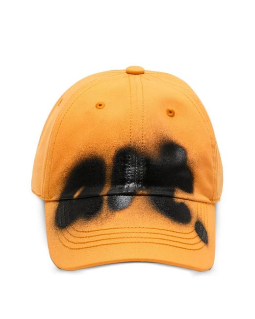 Acne Orange Baseballkappe Mit Grafischem Print