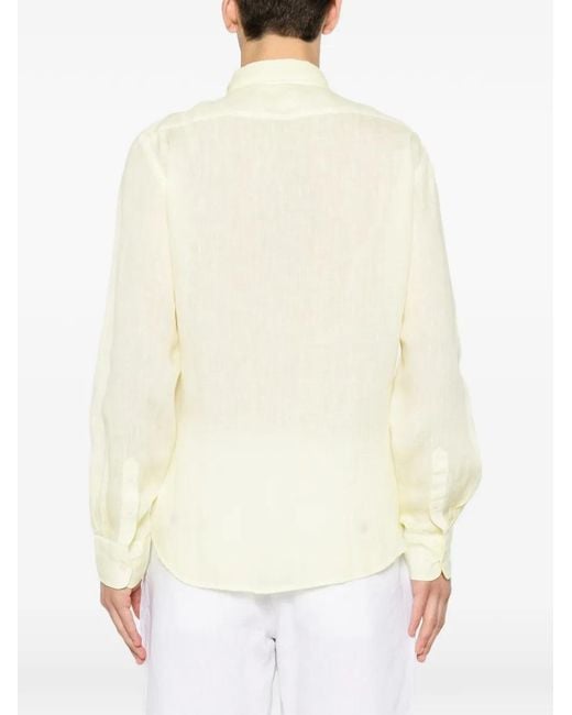120% Lino White Long-Sleeve Shirt for men