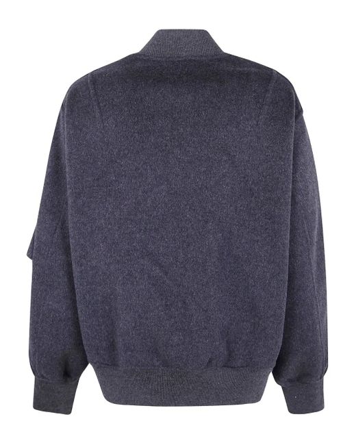 Semicouture Blue Zip-Up Bomber Jacket