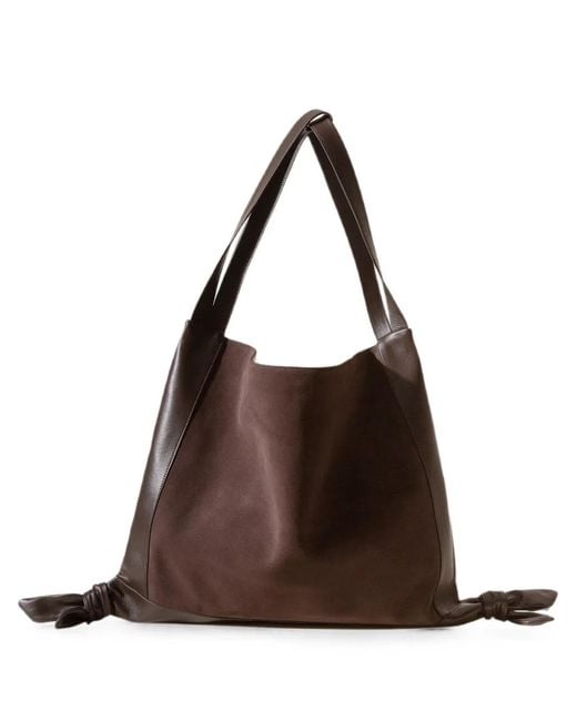Hereu Brown Calf Suede-Panelled Calf Leather Shoulder Bag