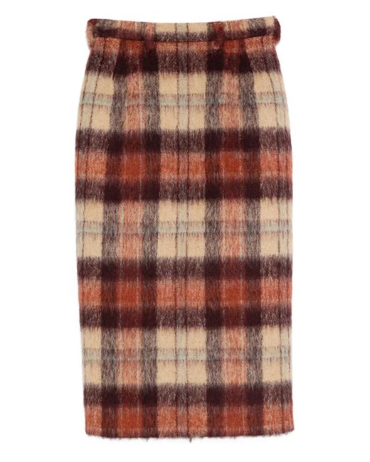 N°21 Brown Rock Checked Wool Skirt