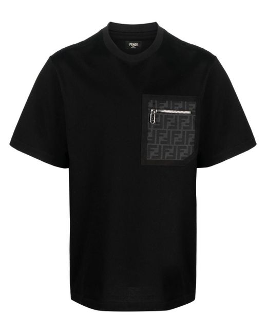 Camiseta con bolsillo Fendi de hombre de color Black