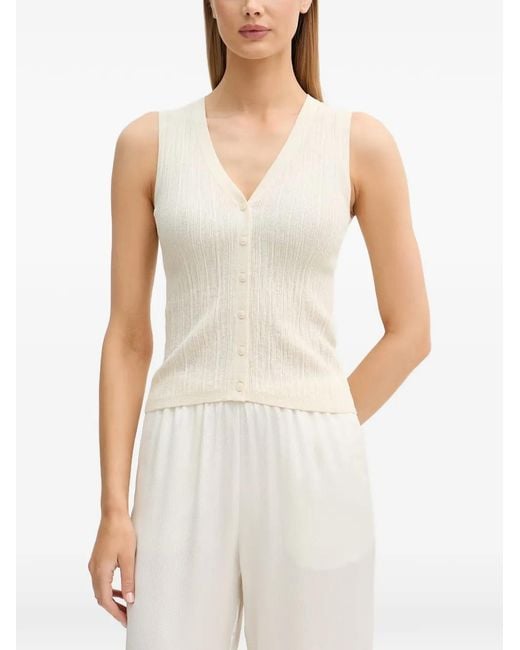 Sisley White Ribbed-Knit V-Neck Vest