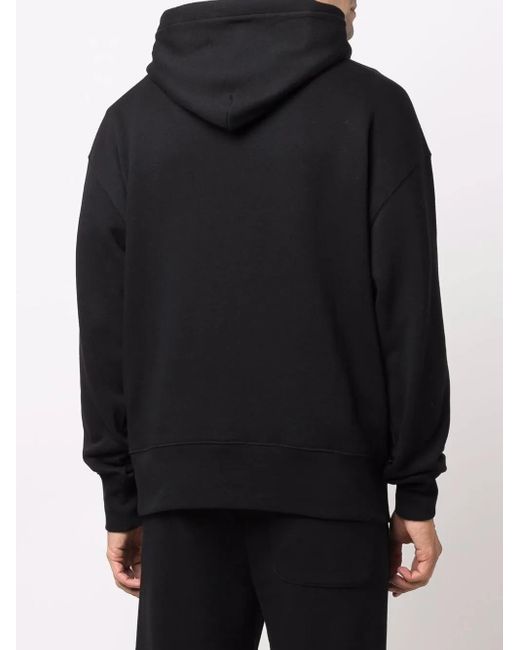 MSGM Black Long-Sleeved Logo Print Hoodie for men
