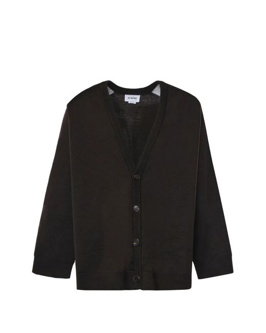 Hed Mayner Black Button-Up V-Neck Cardigan for men