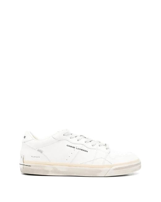 Crime London White Perforated Sneakers for men