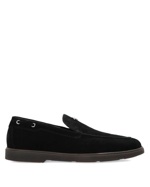 Giuseppe Zanotti Black Logo-Plaque Loafers for men