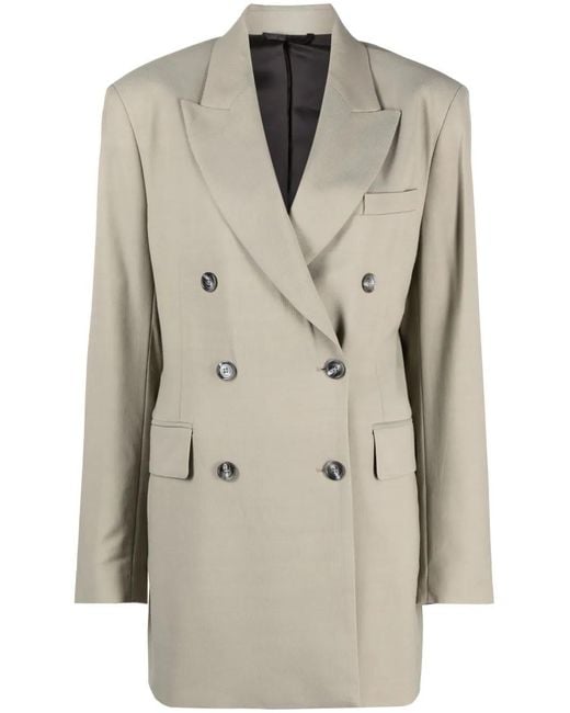 Acne Natural Double-Breasted Herringbone Blazer