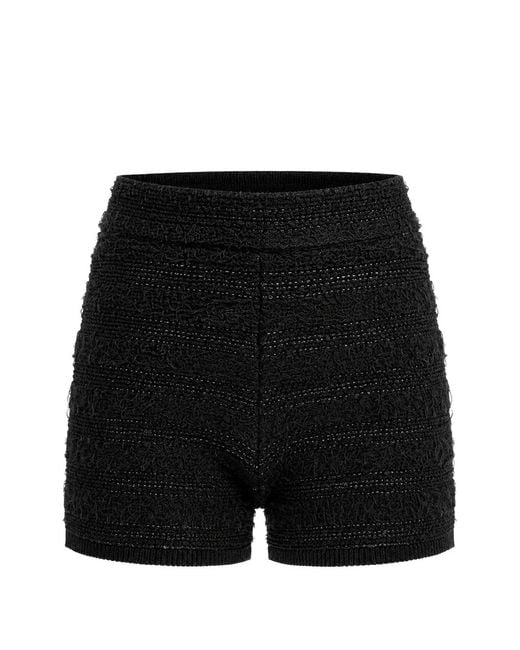 Guess Black Clara Bouclé-Knit Shorts