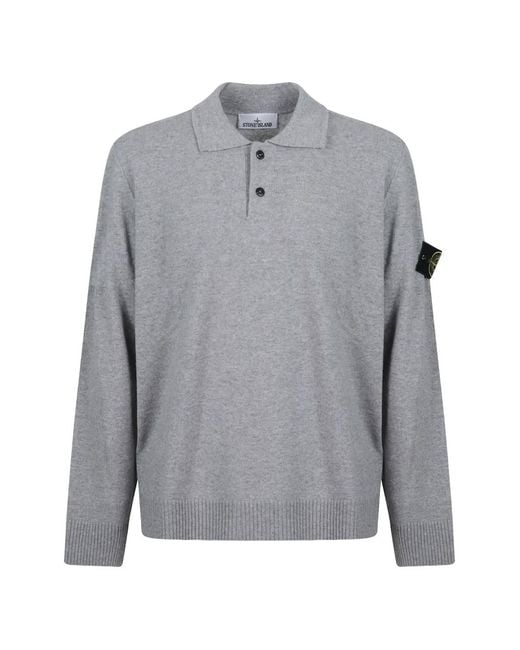 Stone Island Gray 5100018 Light Rws Geelong Wool Polo Jumper for men