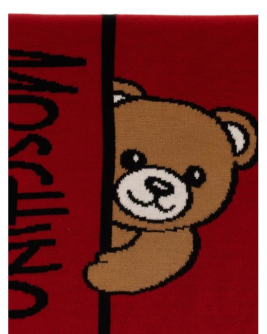 Sciarpa Teddy Bear Con Logo di Moschino in Red