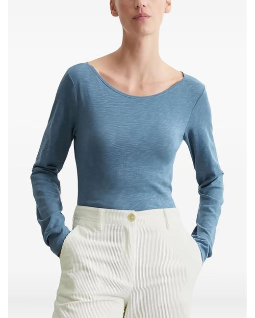 Marc O' Polo Blue Boat-Neck Long-Sleeve Top