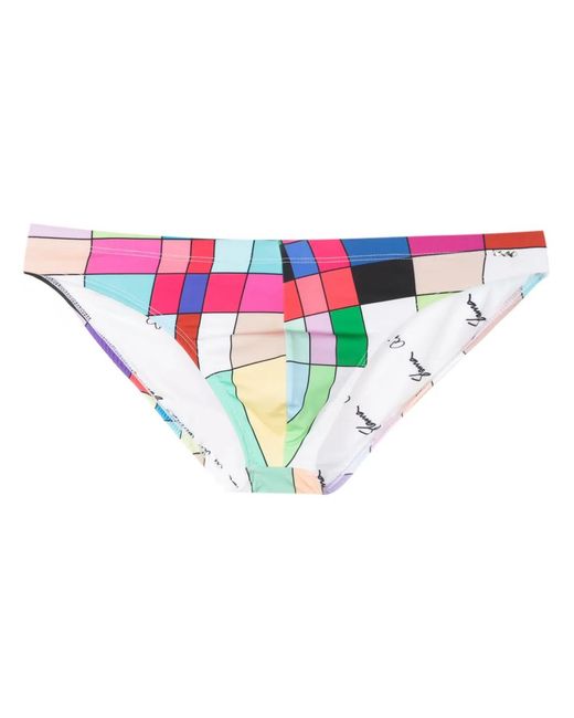 Amir Slama Blue Geometric-Print Swim Trunks for men