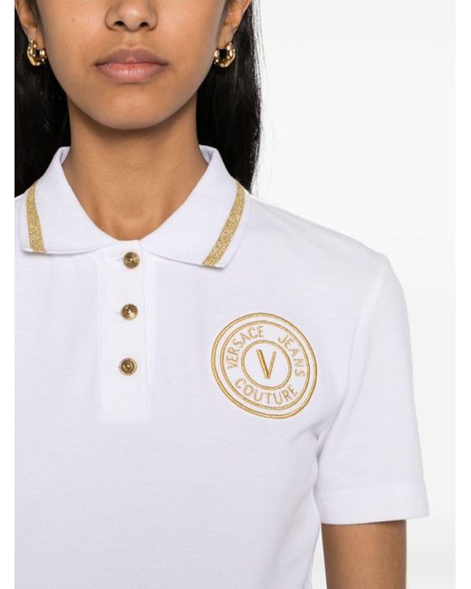 Versace White Poloshirt mit Logo-Stickerei