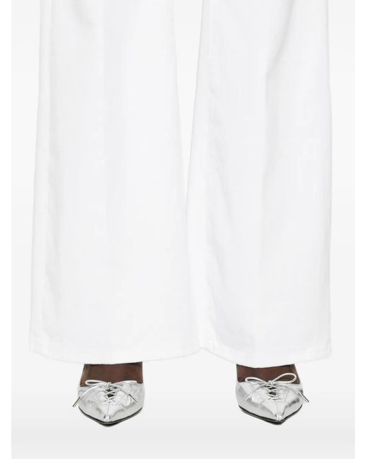 Dondup White Jean À Passants De Ceinture