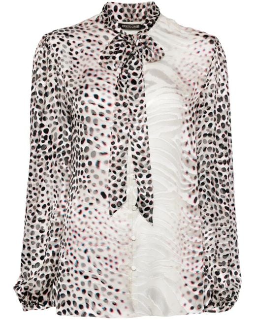 Roberto Cavalli Black All-Over Graphic Print Shirt