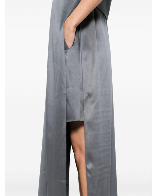 Giorgio Armani Gray Layered Silk Maxi Dress