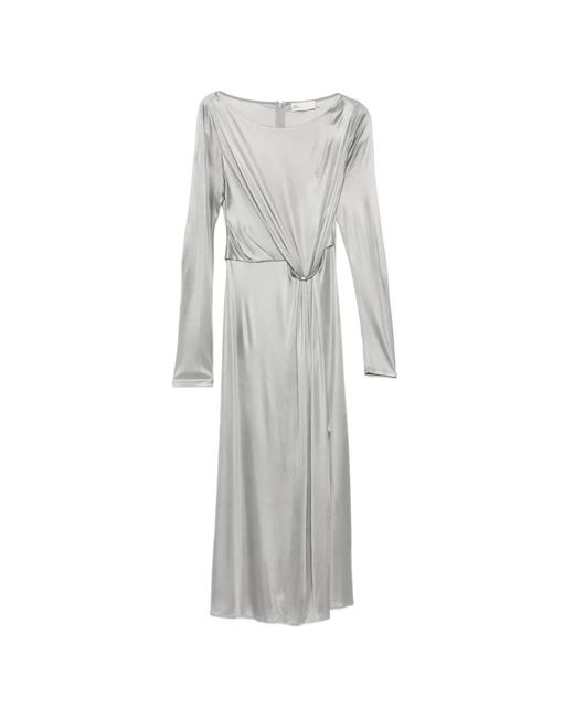 Tory Burch Gray Ruched Midi Dress