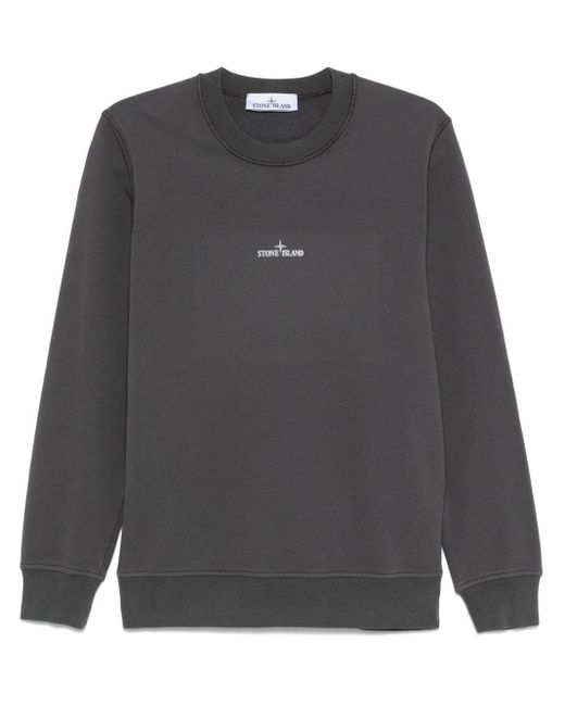 Stone Island Logo Print Sweatshirt in Grey for Men Lyst UK