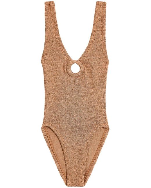 Hunza G Brown Celine Cut-out Swimsuit