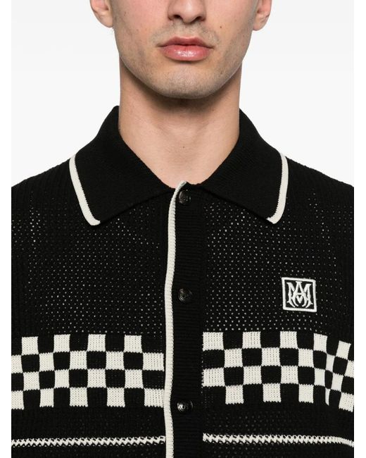 Amiri Black Checkered Mesh Shirt for men