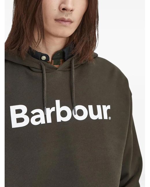 Barbour Gray Logo-Print Hoodie for men
