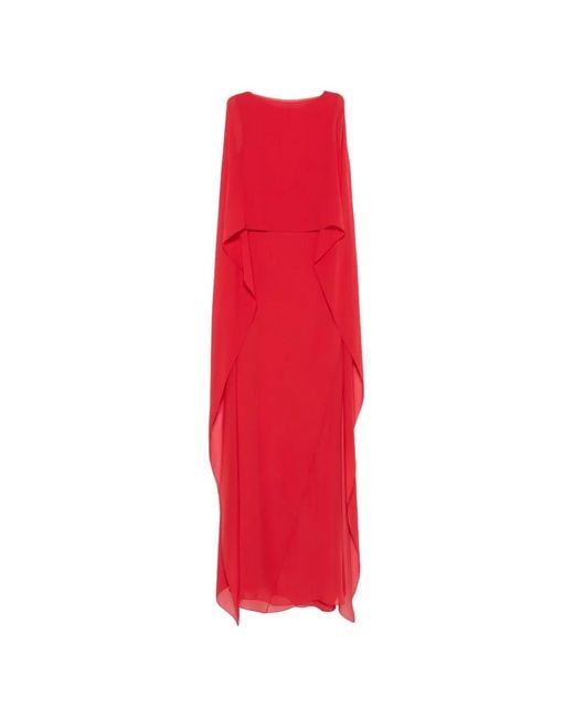 Cortana Red Galea Cape-Style Draped Maxi Dress