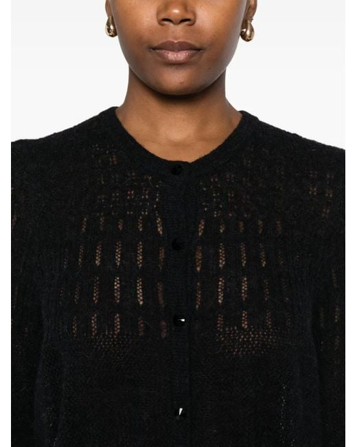 Liu Jo Black Button-Front Open-Knit Cardigan
