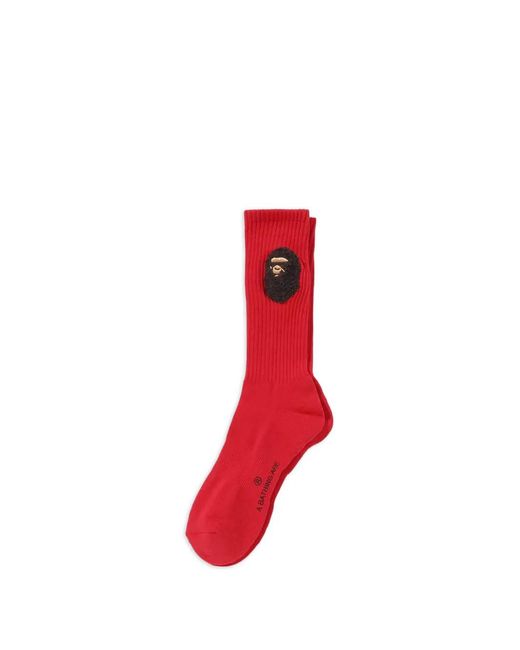 A Bathing Ape Red Balloon Yarn Ape Head Socks for men