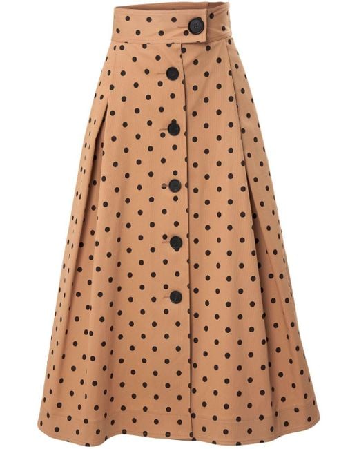 Carolina Herrera Natural Polka Dot A-line Skirt