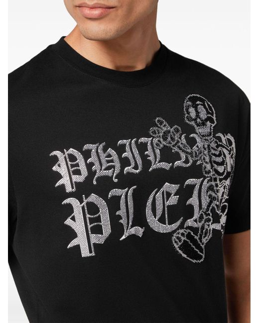 Camiseta con esqueleto de strass Philipp Plein de hombre de color Black