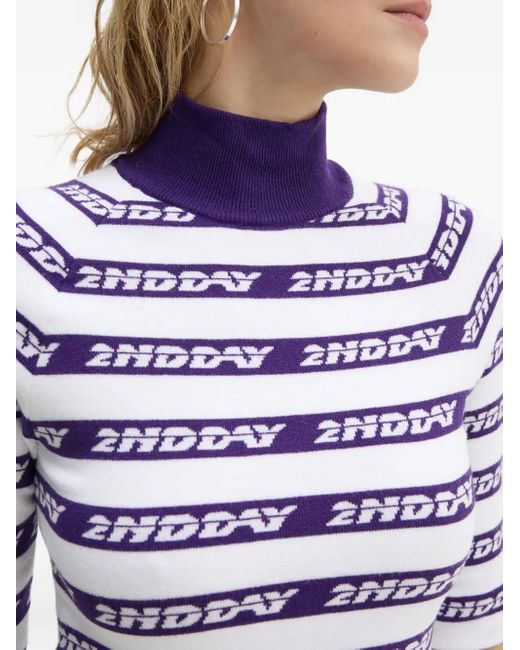 Day Birger et Mikkelsen White Striped Roll-Neck Knitwear