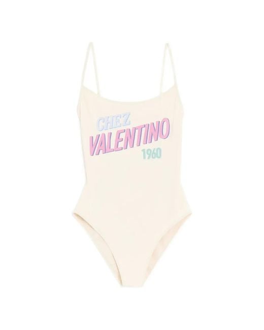 Valentino Garavani Pink One-Piece Swimsuit With Chez 1960 Print