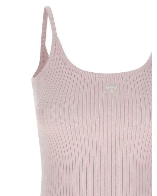 Courreges Pink Reedition Ribbed-Knit Top
