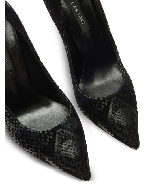 Casadei Black Blade Kitana Python-Effect Pumps