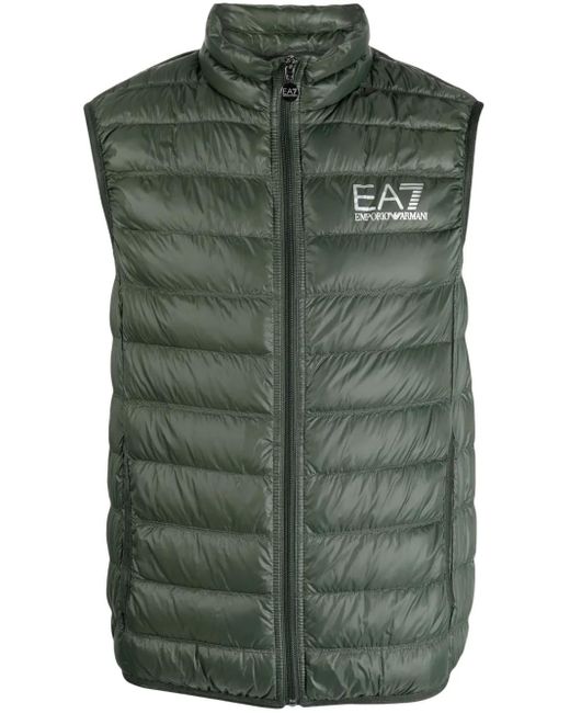 EA7 Green Padded Sleeveless Gilet for men