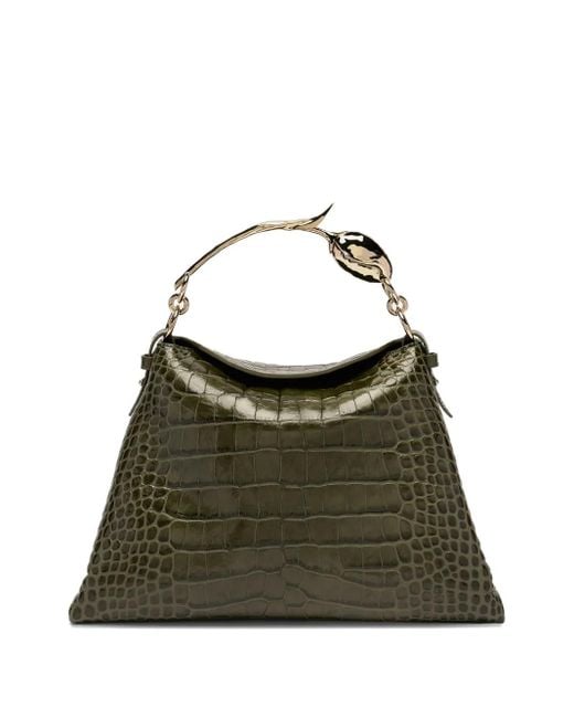 Erdem Green Große Bloom Schultertasche Mit Kroko-Effekt