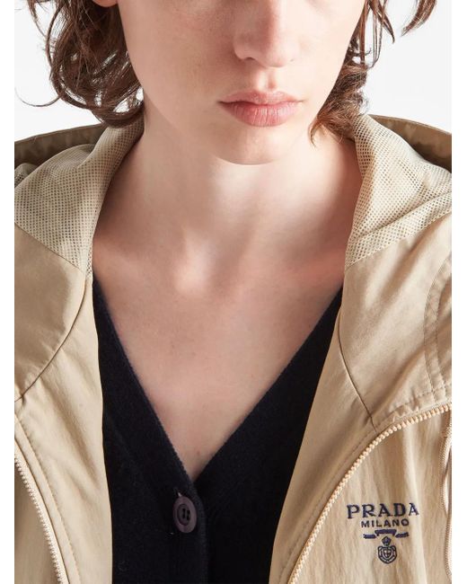Prada Natural Embroidered Cotton-Blend Jacket