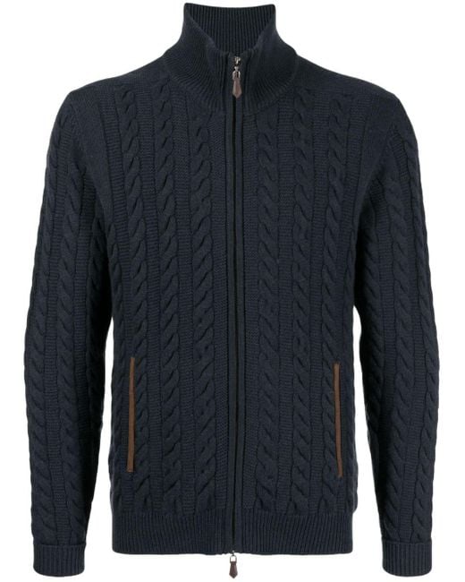 N.Peal Cashmere Blue The Richmond Zip-fastening Cardigan for men