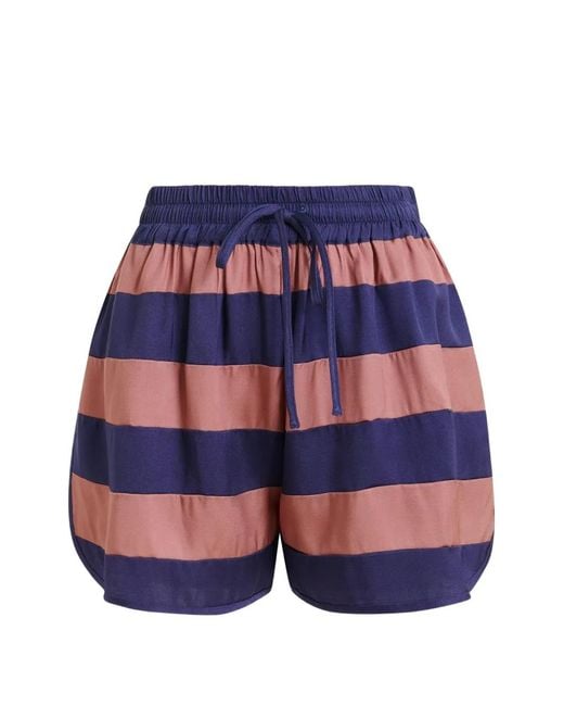 Essentiel Antwerp Blue Jalana Striped Drawstring Shorts