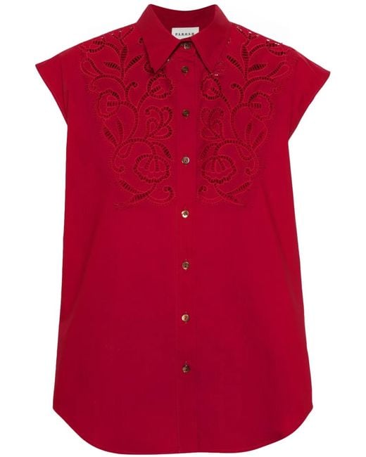 P.A.R.O.S.H. Red Broderie-Anglaise Cotton Shirt