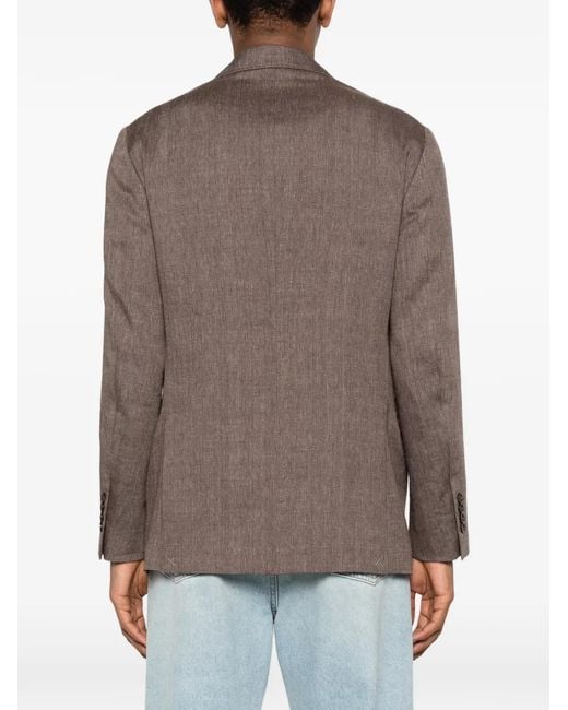Brunello Cucinelli Brown Flap-Pocket Blazer for men