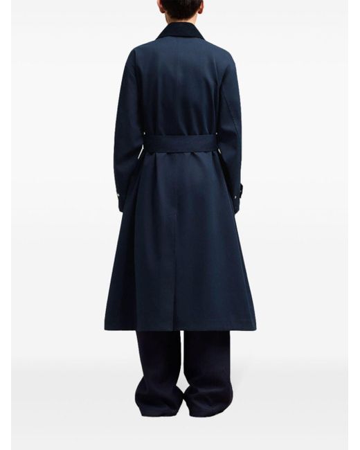 AMI Blue Belted Cotton Trench Coat