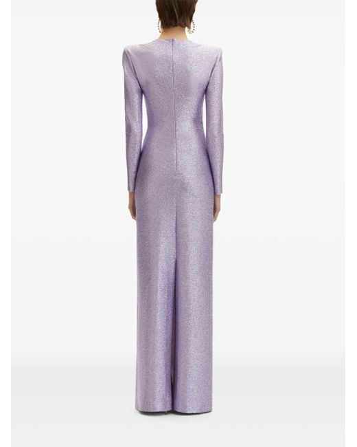 Oscar de la Renta ラメ マキシドレス Purple