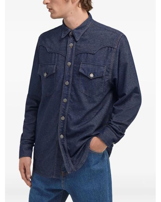 Roberto Cavalli Blue Pocket Jeans Shirt for men