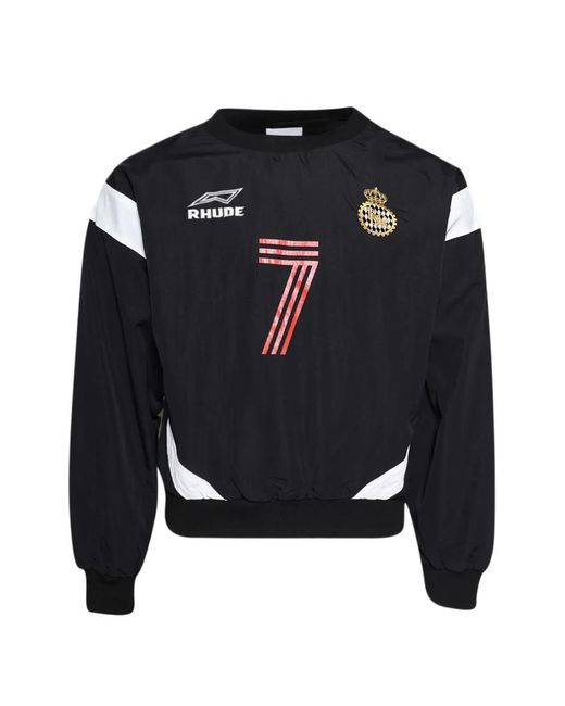 Rhude Black Lago Soccer Jersey Sweater for men