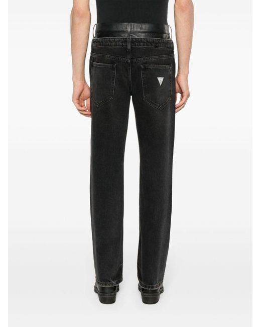 Guess USA Black High-rise Straight-leg Jeans for men