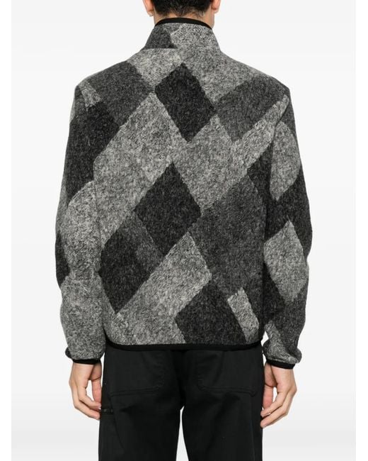 Moncler Black Argyle-Check-Pattern Zip-Up Jacket for men