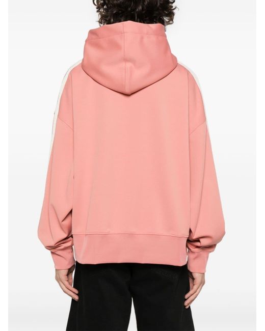 Palm Angels Pink Monogram-embroidered Track Hoodie for men