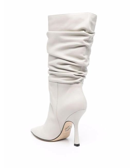 DSquared² White Blair Ruched Calf Boots